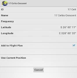 or select "Current Position" You can select "Add to Flight Plan" ON or OFF. You can DELETE User Waypoints by holding down your finger, then Delete.
