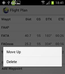 . The flight plan in shows up to 6 digits of the names of your Waypoints, the Distance to the next Waypoint, your Ground Speed as per the Cruise Speed you entered