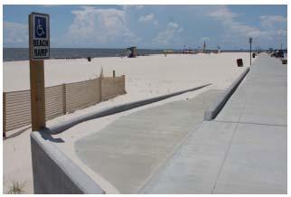 Illustrative example of a beach access ramp design. Upon completion of the scheme users of the promenade will benefit from reduced overtopping of the sea wall and reduced sea spray hazards.