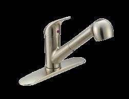 Handle Kitchen Faucet, Metal Lever Handle, Ceramic Cartridge, 1 or 3 Hole Installation, Optional Deckplate Included, With Matching Spray, BL - 140SS Single Handle Kitchen Faucet, Metal Lever Handle,