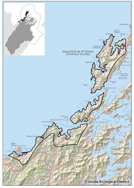 Results of Ecological District Survey Work D URVILLE Ecological District Map 2 - D Urville Ecological District Overview The D Urville Ecological District is one of four forming the Sounds-Wellington