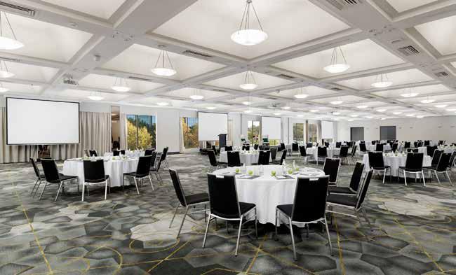 QT BALLROOM One of the most popular Canberra ballroom spaces, the pillarless QT Ballroom