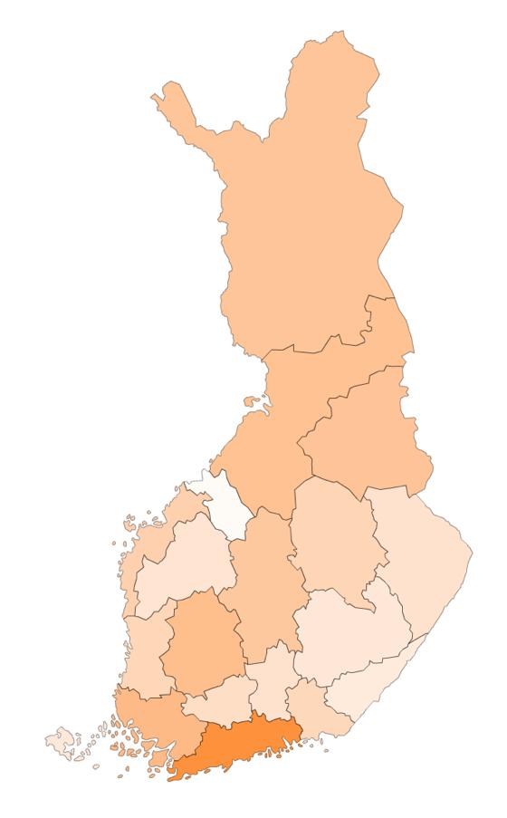 DESTINATION AREAS BY SEASON A majority of overnights were registered in Uusimaa region in the summer as well as in the winter season. Lapland also attracted a nice share of overnights in the winter.
