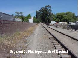 This allows for a minimum 3 buffer between a passing train (box car width 10.5 ) and the edge of a trail.