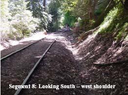 D Areas with steep topography immediately adjacent to the tracks (33.3% of route) This condition is typical where there is no flat ground upon which to widen or create a parallel trail.