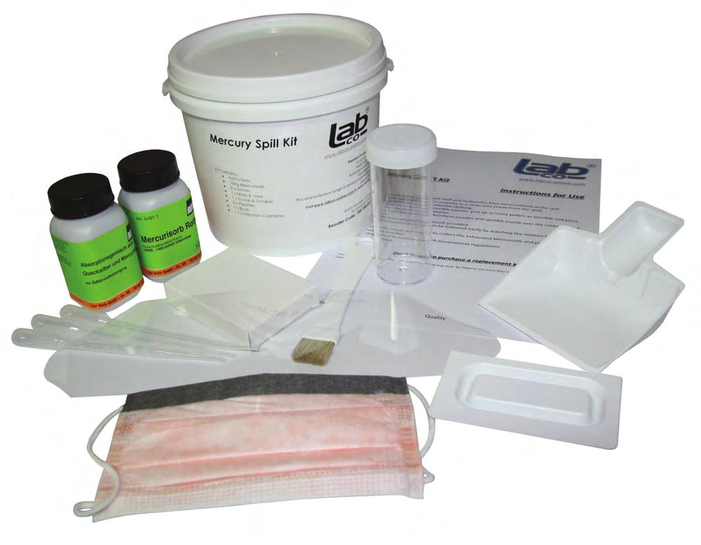 & Scraper 3 x Pipettes 1 x Brush 1 x Collection Container 700.000.080 Mercury Spill Kit Each MercuriSorb absorbent emits no vapours after absorption.