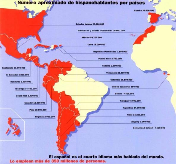 We believe that nearly all the countries in the world will speak Spanish either -official language or second language.