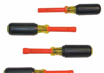 SCREWDRIVERS & NUTDRIVERS insulated nutdrivers WITH CUSHION GRIP All Salisbury insulated nutdrivers are two color insulated for added safety.