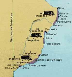 Sugar By the 1530s sugar production began along the Brazilian coast, based on patterns already used in the Atlantic
