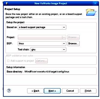 Korak 3 - U New VxWorks Image Project Project Setup dijalogu ostaviti sve parametre na njihove defaultne