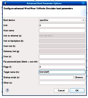 4. Nakon što je odabran VxWorks image fajl treba odabrati Advanced Boot Parameters kako bi se odabrao Boot device (promijeniti vrijednost sa