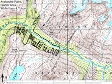 8 Mile, South Glacier Gully, Box Canyon, 15, 15.2 and 15.3 Mile, and Slippery Rock are the largest and most active group. USGS base map. 6.2. South Glacier Paths Photomap 4.