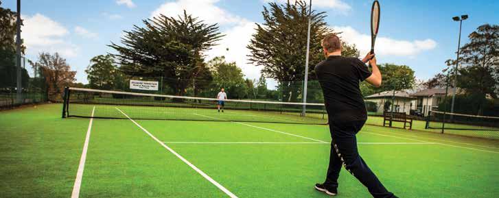 Pitch & Putt Tennis 2 savanah surface tennis courts. The court is 78 feet (23.77 metres) long.