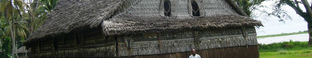 The spirit houses in the Middle Sepik are very large and contain an variety of artifacts produced by the initiated men, many of whom are skilled traditional