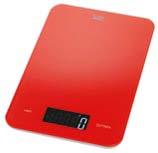 with practical weighing function (tare) and overload indicator available in the colours Black, White and Red glass /