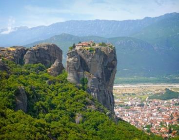 METEORA ATHENS DAY 6 Visit the gigantic rocks of Meteora which are perched above the town of Kalambaka, at a maximum height of 400 m (1200 ft.