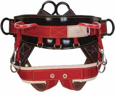 Seat strap and leg straps are also lined with soft oil tanned top grain steer hide leather. Not to be used for fall arrest. Weighs approximately 6 lbs. (medium size).