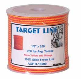 Rot-resistant line has good memory for recoiling. This 2.5 mm rope glides easily in the hands. Average tensile strength of 450 lbs. 08-98028 2.