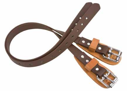 #85 Upper Climber Straps Latigo leather straps are pliable and comfortable Constructed of 1" wide pliable yellow top grain latigo steer hide leather that s riveted for extra strength.