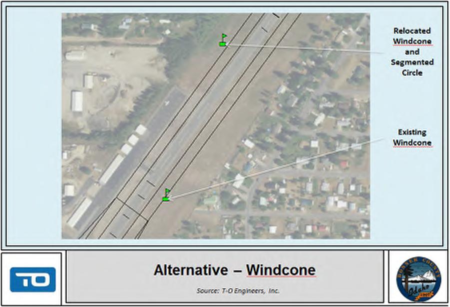5.6.6 WIND CONE AND SEGMENTED CIRCLE The ROFA and OFZ for Runway 1/19 at do not meet design standards as they are impacted by the existing wind cone as well as an air relief valve.