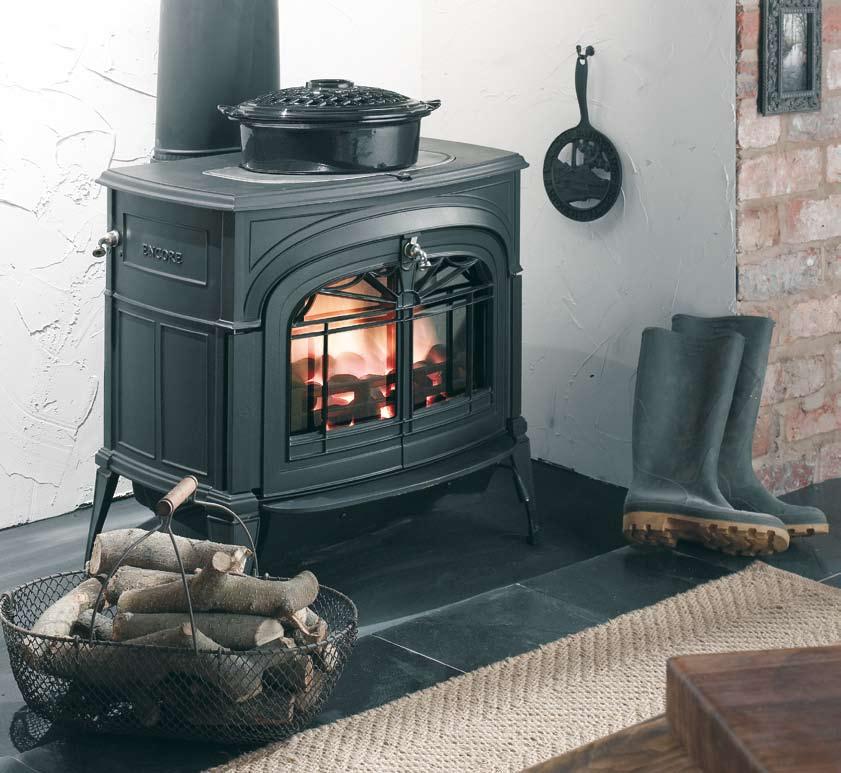 The low makes it perfect for fireplace installations and the I.R Coated Ceramic Glass provides warm radiant heat while offering a clear view of the dancing wood fire flames.