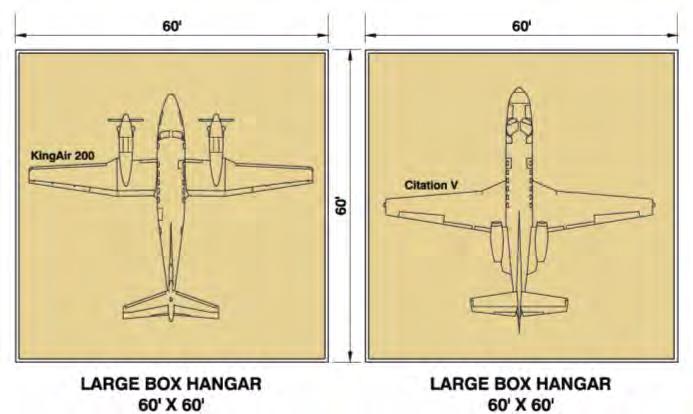 Many of the hangars at RNO are T-hangars and small box hangars, with a few large corporate hangars that base multiple aircraft.