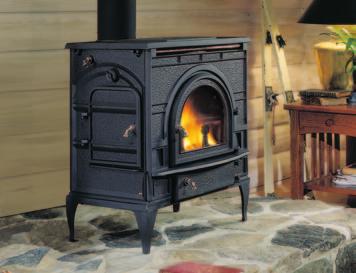 Vermont Castings signature conveniences of top wood loading and ash ood Stoves ensure that more smoke and combustible gasses are converted to useable heat under conditions where other Surface-mount