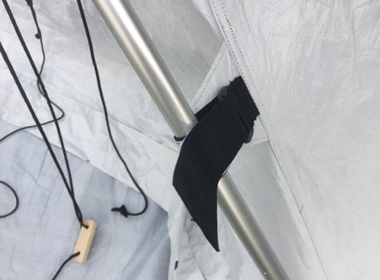 If in compliance with the tent s lifspan (1 year) the metal clips can be replaced by webbing loops with velcro closure. 3.