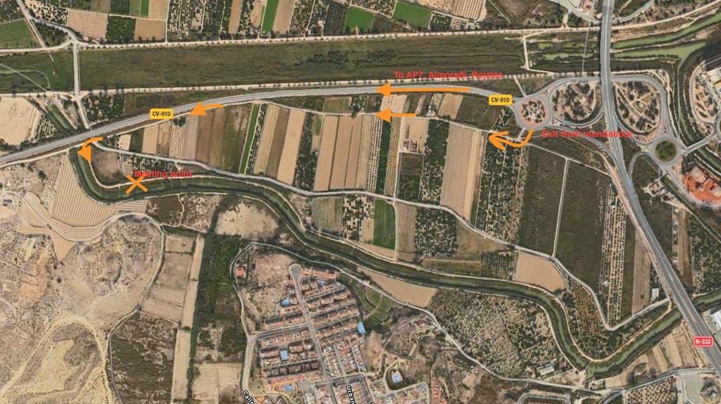 EDEN From N332 From Alicante direction go along the N332 until you see a sign for the AP7 Cartagena, leave the N332 at this exit following the signs for the CV91 Rojales, AP7 Crevillent, A7-