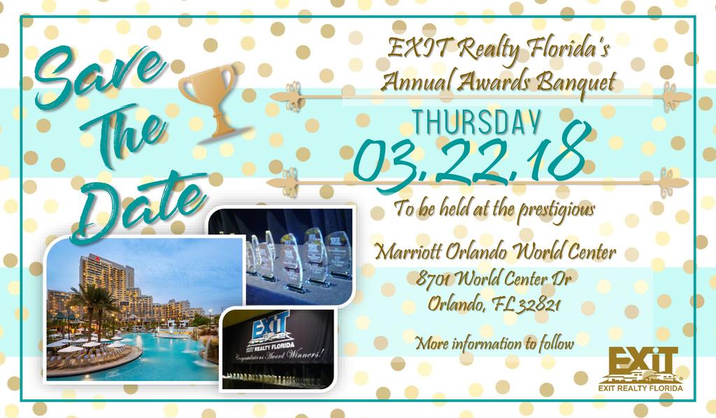 - Promoshop Training Webinar @ 2pm EST March 22 - Awards Banquet at the Marriott Orlando World Center - Orlando, FL October 16-19 - EXIT s Annual Convention - Washington, DC REGIONAL ANNOUNCEMENTS