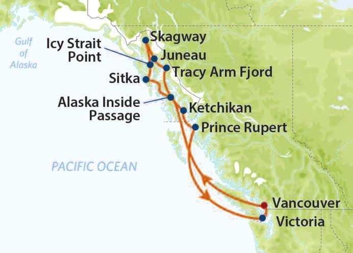 C. 6pm/12am Aug 16 Seattle, Washington disembark Ultimate Alaska 11 nights, Sep 15-26, 2013 Sep 15 Vancouver, B.C. Sep 16 Cruise the Inside Passage Sep 17 Sitka, Alaska Sep 18 Icy Strait Point,