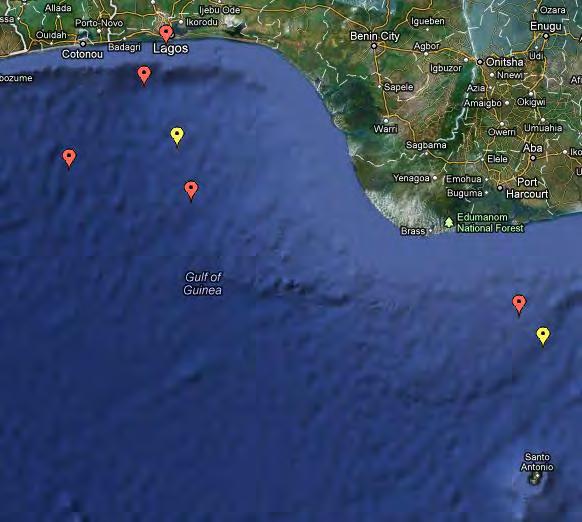 2012 Nigeria & Gulf of Guinea 83nm 110nm 16 attacks, 2 hijackings Violent / two deaths Under
