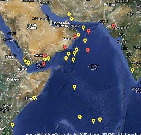 2012 Sea area affected by Somali piracy 40