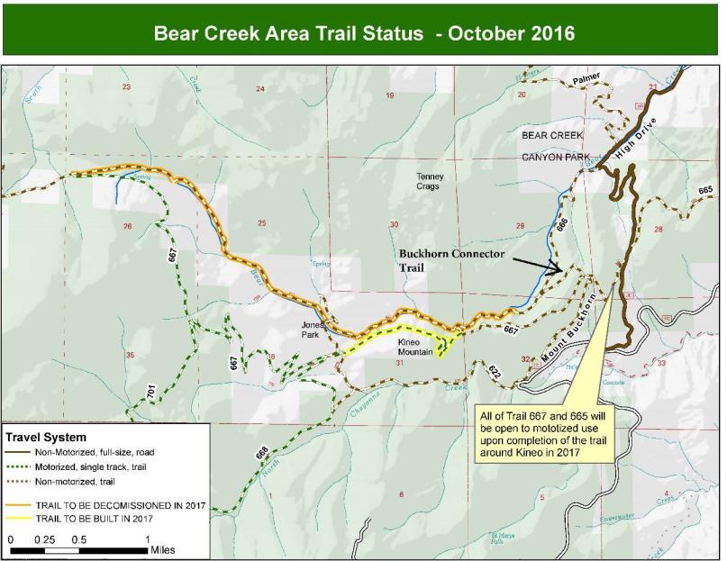 Figure 8: Map of Trails in Bear Creek Watershed, as of October 2016.