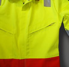coverall has a high-visibility