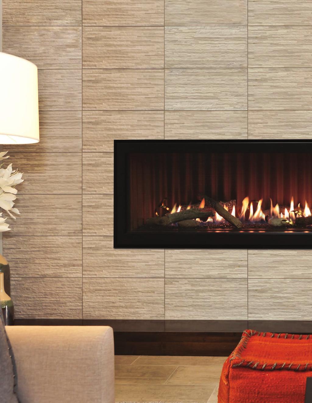 Boulevard 60-inch Direct-Vent Linear Fireplace with Ridgeback