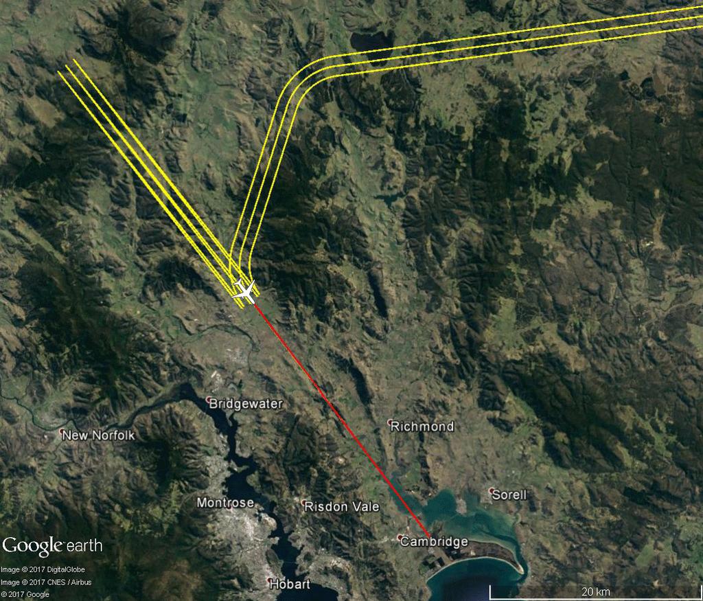 ARRIVALS TO RUNWAY 12 Figure 2: New flight path show in yellow for aircraft arriving to
