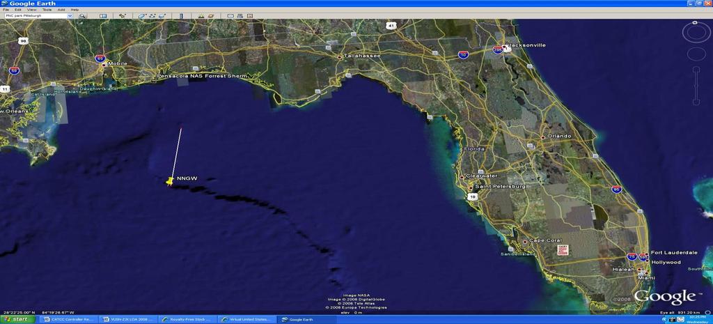 75 nm CCA NNGW VUSN USS George Washington CVN -73 (NNGW) Location: 150 nm south of Navy Pensacola
