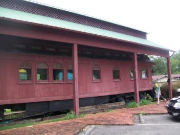 And two cabooses next door are used for lodging for the Red Caboose Bed & Breakfast.