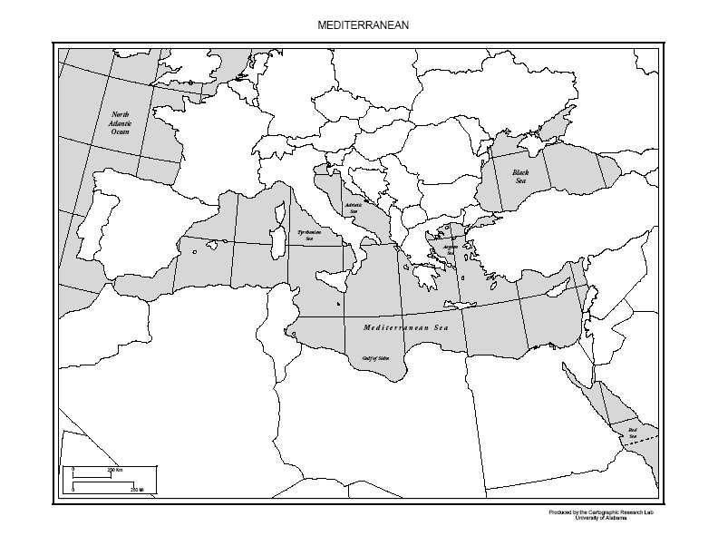 8) Figure 5 shows a map of the Mediterranean Sea.
