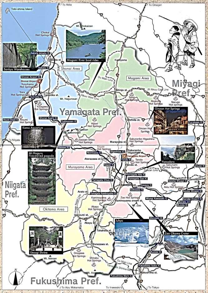 Hot Spring (Onsen) Area Map Yamagata Prefecture Yamagata Airport Tendo Onsen 2h 52 min