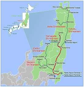 Kaminoyama Onsen 2h 21 min from Tokyo by Yamagata Shinkansen Zao Onsen 2 h 45 min from