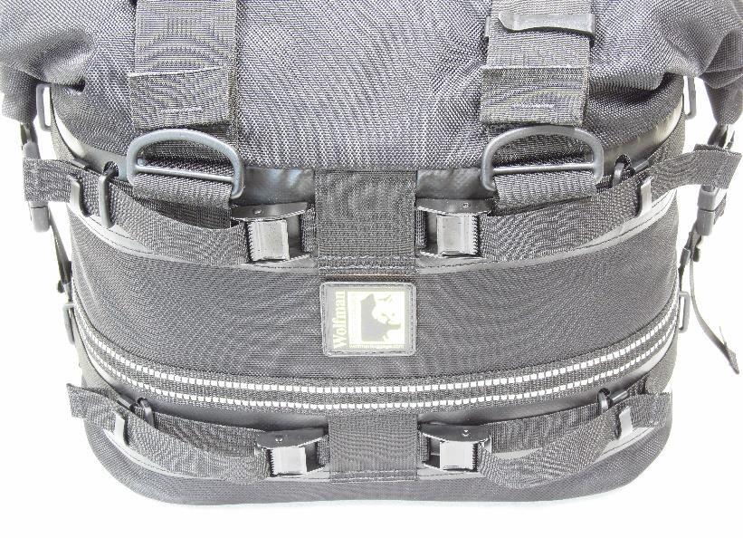 10 Tighten straps to secure and compress bag to the rack (pull
