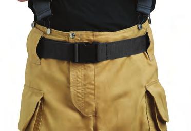 a two-inch Kevlar belt with a quick-release, thermoplastic buckle and suspender buttons to give you the