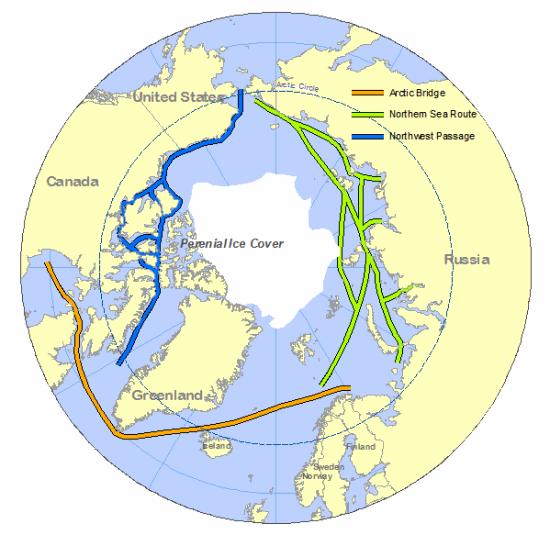 Drivers for Arctic Marine Development Shorter routes London to Tokyo shortened from 15,000 miles via the Panama Canal to 8,500 miles using the Northwest Passage Hamburg to Yokohama