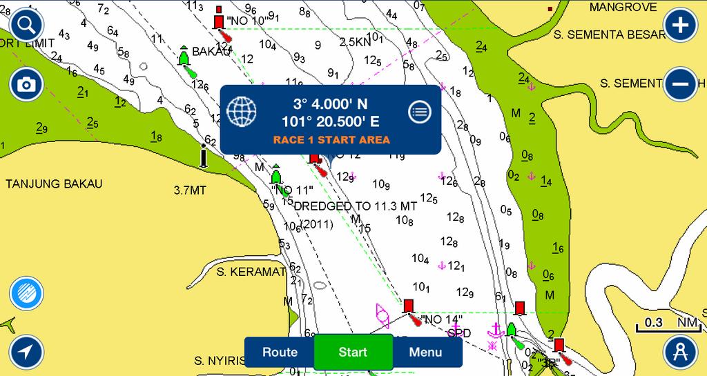 RACE CHARTS FOR START & FINISHING Passage Race 1 Start Area Port Klang to