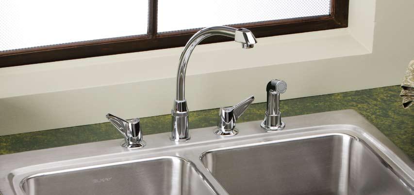 kitchen TWO-HANDLE LKD2433, Side Spray LKD2432 without side spray thickness: 1 1 4 " 3 or 4 hole installation