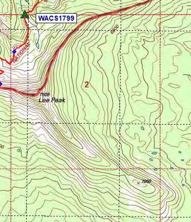 1801-6213 ft SevenLakesTR4 - Seven Lakes trail junction.