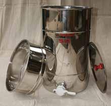 00 B. 50kg S/Steel Honey Ripener all stainless steel construction with removable stainless steel filter, lid and nylon