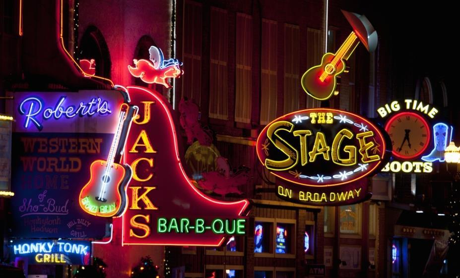 This evening, enjoy dinner in downtown Nashville bright lights and a country twang.